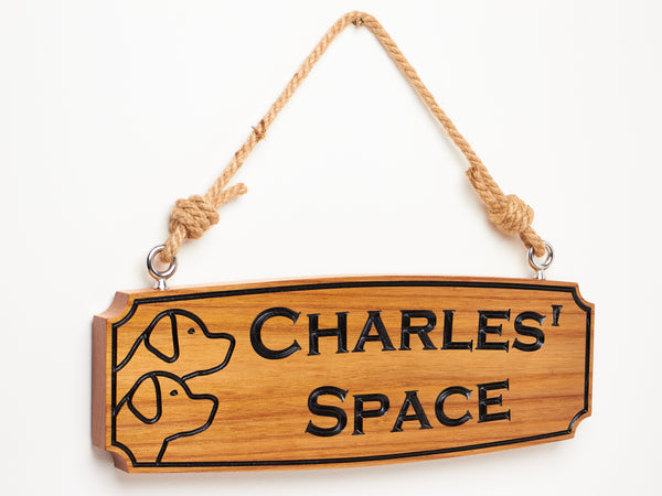 Personalised Engraved Hardwood Sign, Rope Hanging Sign made with Red Elm, Perfect for Hanging Inside or Outside