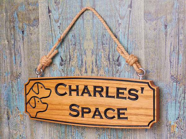 Personalised Engraved Hardwood Sign, Rope Hanging Sign made with Red Elm, Perfect for Hanging Inside or Outside