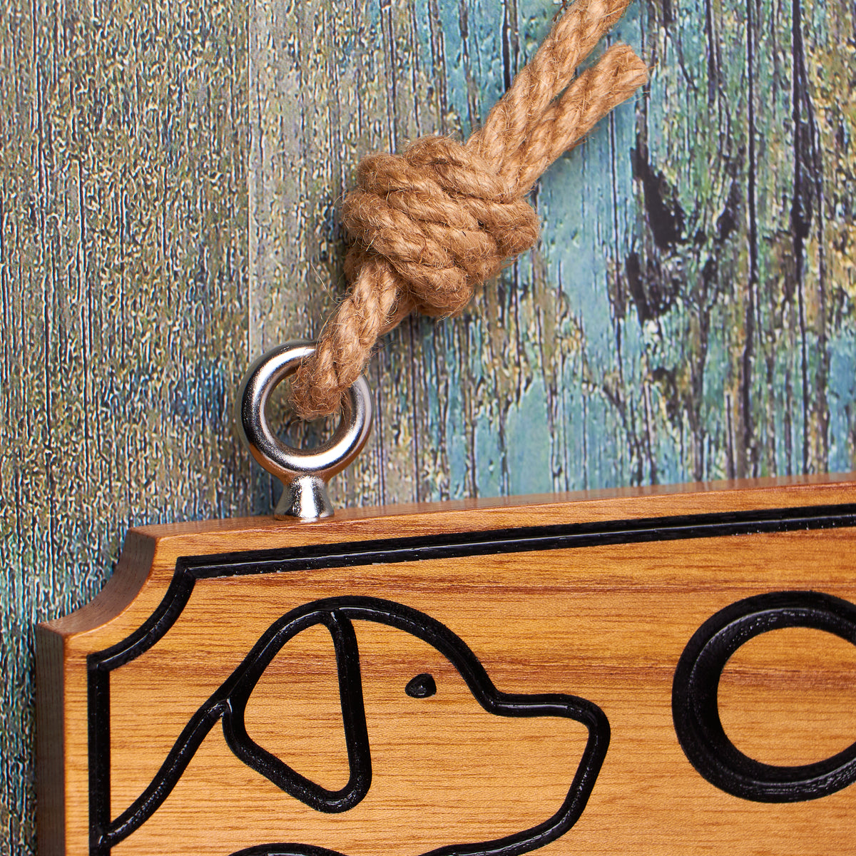 Personalised Engraved Hardwood Sign, Rope Hanging Sign made with Red E ...