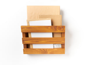Rustic Wooden Letter Holder - Wall-Mounted Mail Organiser for Home and Office