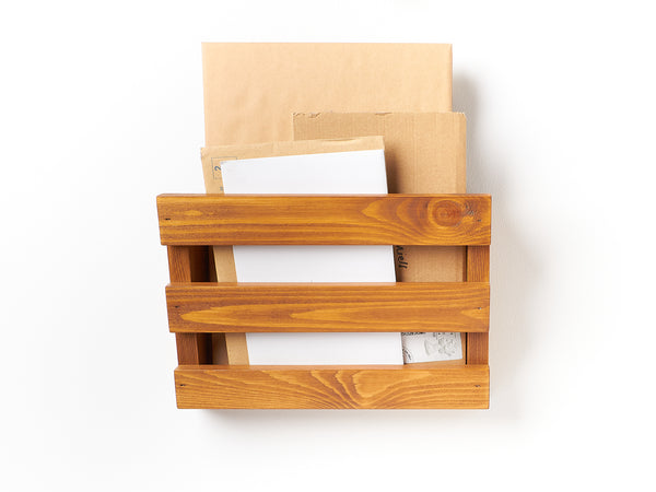 Rustic Wooden Letter Holder - Wall-Mounted Mail Organiser for Home and Office