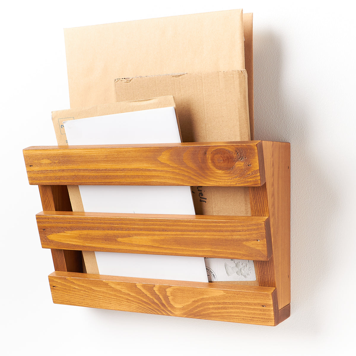 Rustic Wooden Letter Holder - Wall-Mounted Mail Organiser for Home and ...
