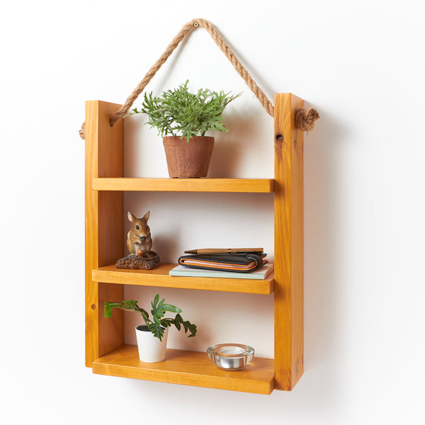 Rustic Rope Hanging Tiered Shelf Set