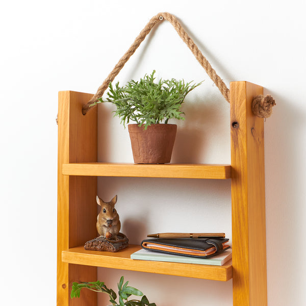 Rustic Rope Hanging Tiered Shelf Set