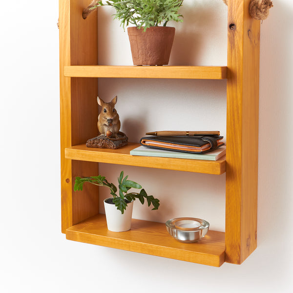 Rustic Rope Hanging Tiered Shelf Set