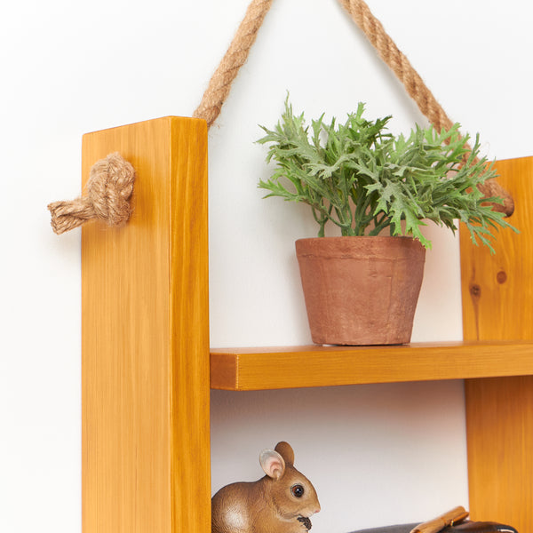 Rustic Rope Hanging Tiered Shelf Set