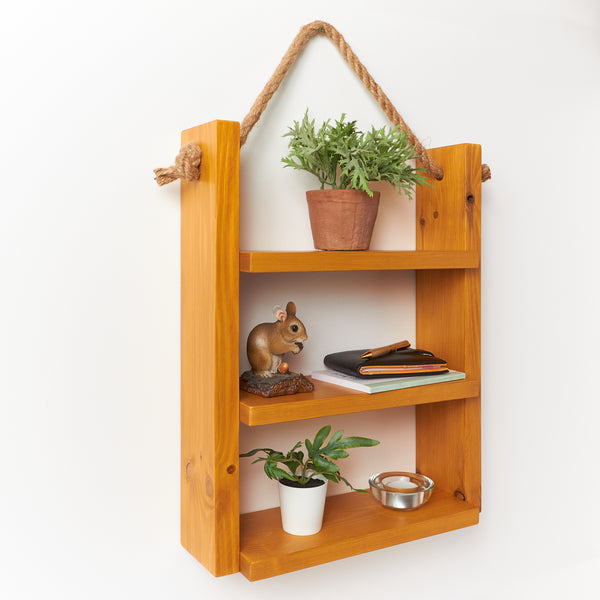 Rustic Rope Hanging Tiered Shelf Set