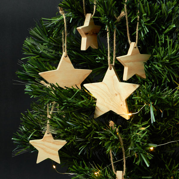 Solid Wood Hanging Star Christmas Tree Decoration