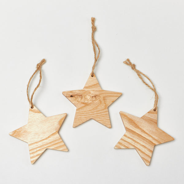 Solid Wood Hanging Star Christmas Tree Decoration