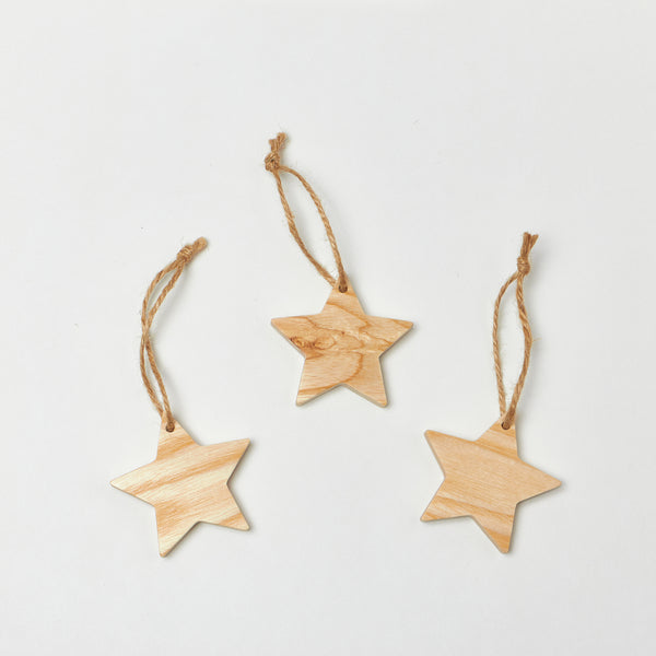 Solid Wood Hanging Star Christmas Tree Decoration