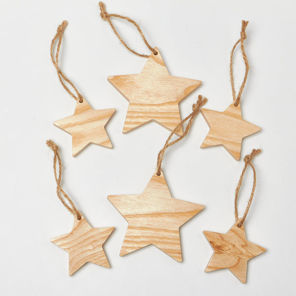 Solid Wood Hanging Star Christmas Tree Decoration