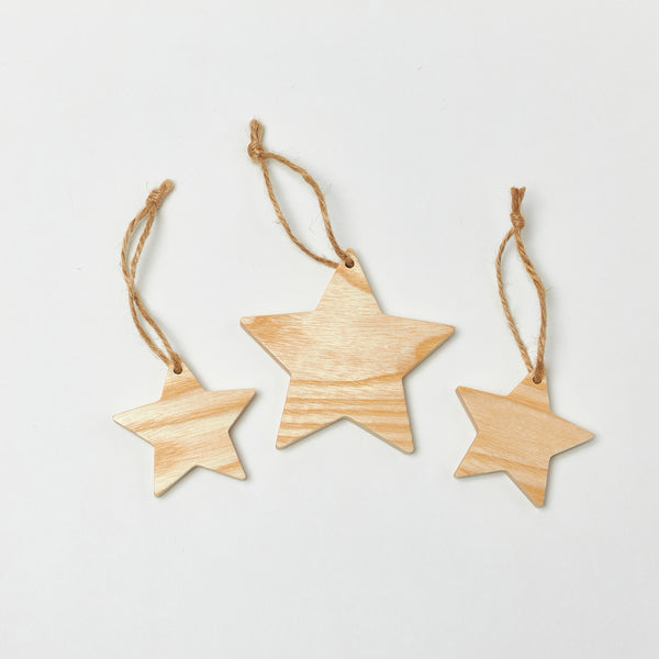 Solid Wood Hanging Star Christmas Tree Decoration