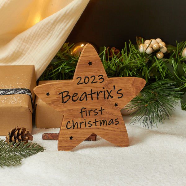 Baby's First Christmas Oak Milestone Star