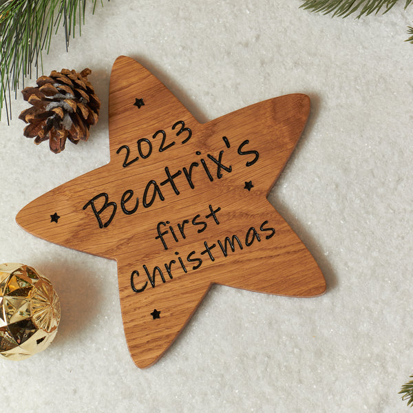 Baby's First Christmas Oak Milestone Star