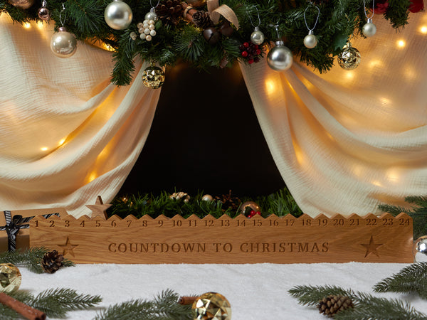 Personalised Solid Oak Christmas Countdown Advent