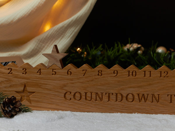 Personalised Solid Oak Christmas Countdown Advent