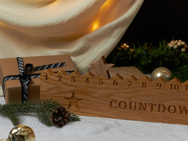 Personalised Solid Oak Christmas Countdown Advent