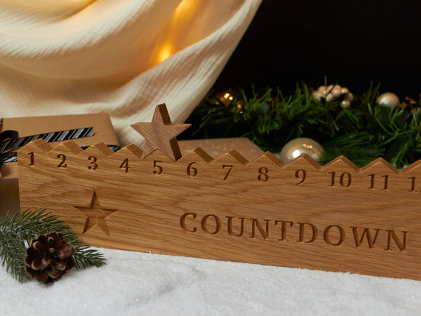 Personalised Solid Oak Christmas Countdown Advent