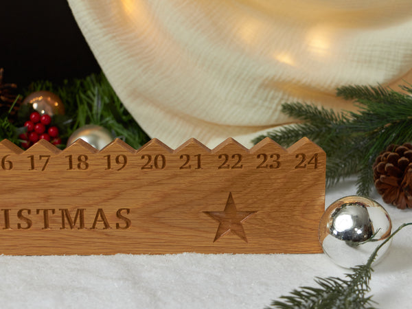 Personalised Solid Oak Christmas Countdown Advent