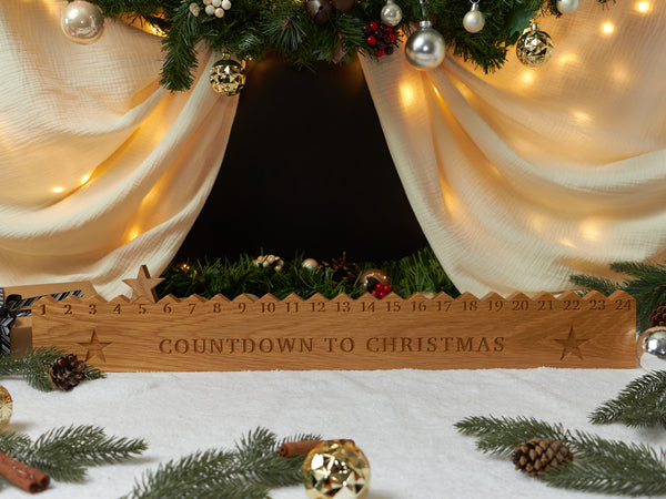 Personalised Solid Oak Christmas Countdown Advent