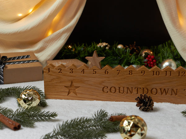 Personalised Solid Oak Christmas Countdown Advent