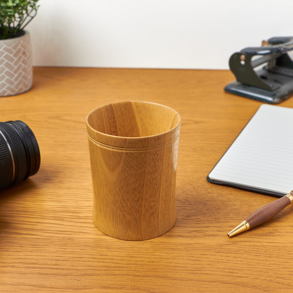 Iroko Wooden Turned Pen Pot