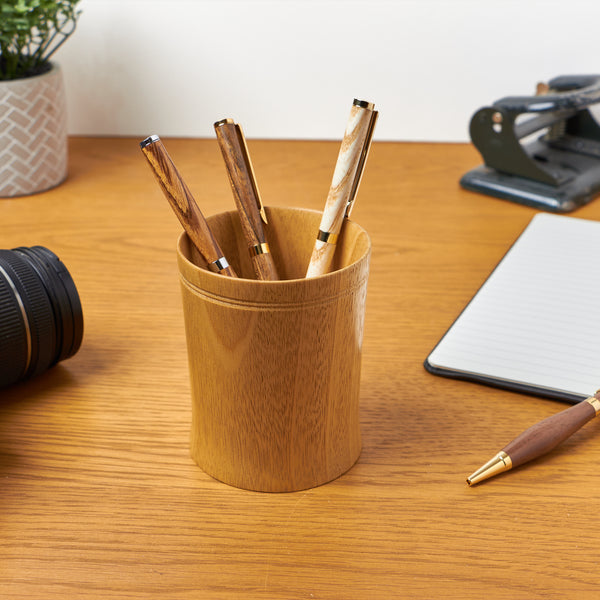 Iroko Wooden Turned Pen Pot