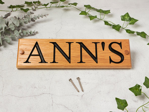 Engraved Oak House Name/Number Sign