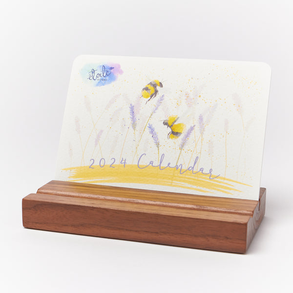 2024 Watercolour Desktop Calendar Oak/Walnut