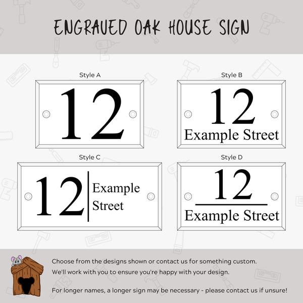 Engraved Oak House Name/Number Sign