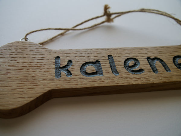 Wood Dog Bone Hanging Sign, Personalised Solid Oak Plaque