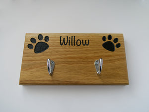 Personalised Oak Dog Lead/Collar Hook