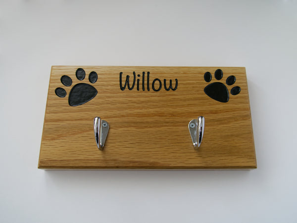 Personalised Oak Dog Lead/Collar Hook