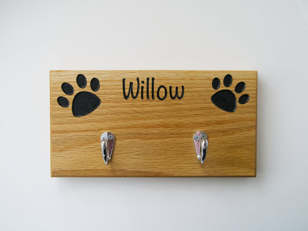 Personalised Oak Dog Lead/Collar Hook