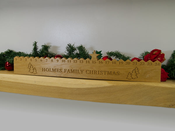 Personalised Solid Oak Christmas Countdown Advent