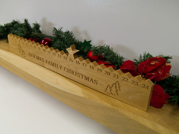 Personalised Solid Oak Christmas Countdown Advent