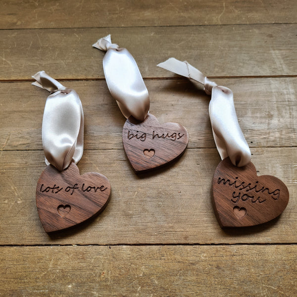 Engraved Hanging Heart Made With Solid Hardwod